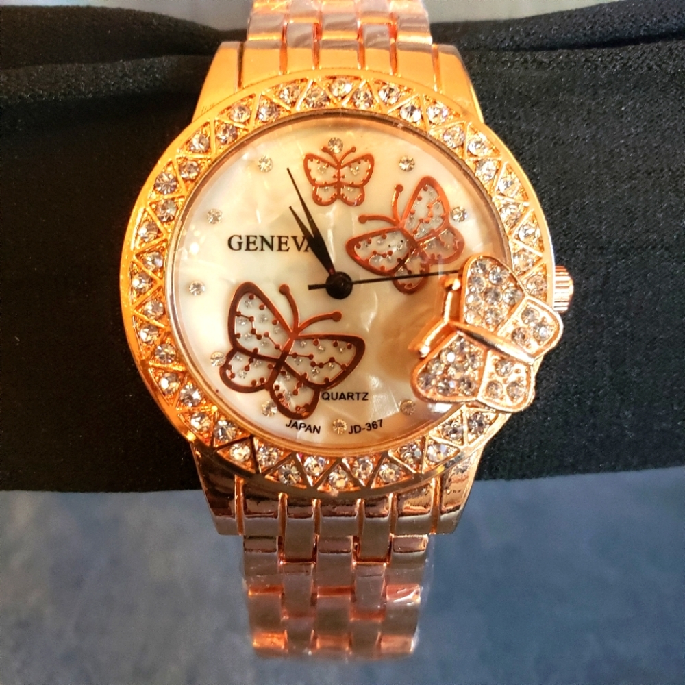 Butterfly Watch, Rose gold Plated stainless steel